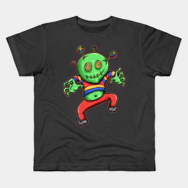 Green monster Kids T-Shirt by SAN ART STUDIO 